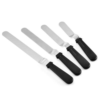 China Mini Disposable Professional Kitchen Tableware Tool Stainless Steel Baking Cream Glazing Spatula With Plastic Handle for sale