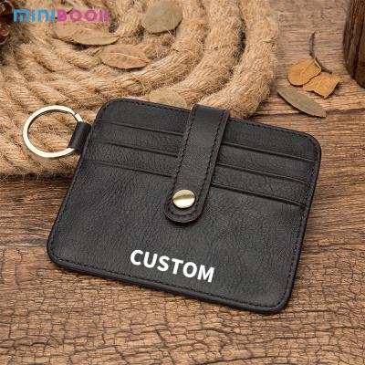 China Fashion Cowhide Leather Keychain Wallet Credit Card Holder for Men Women Custom Stitch for sale