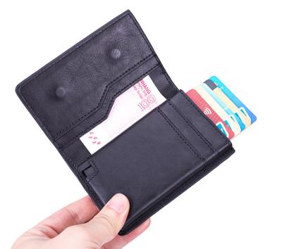 China Multi-styles RFID Blocking Credit Cards Holder Wallet Crazy PU Leather Business Card Holders for sale