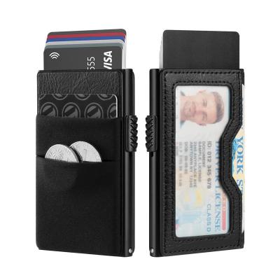 Cina Logo personalizzato Business Slim Wallet Portatore di carte di credito Rfid Bloccante di alluminio Pop Up Card Wallet in vendita