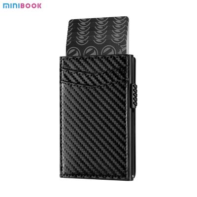 China Fashion Mens Genuine Leather Slim Billfold Wallet Card Holder Ultra-Thin Carbon Fiber Rfid Wallet for sale