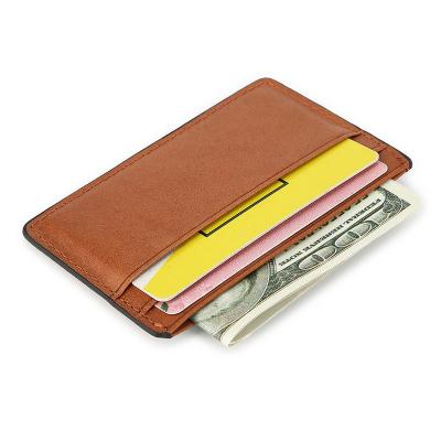 China Crazy Horse Slim Genuine Leather Credit Card Holder Wallet For Men Package Weight 0.03kg for sale