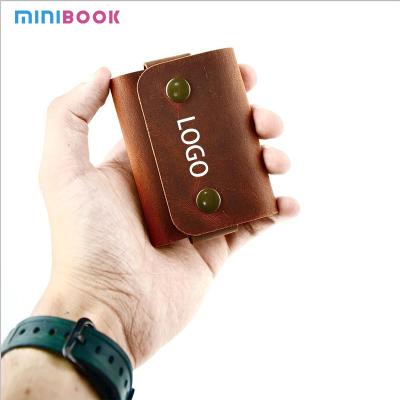 China Business Gift Brown Genuine Leather Credit Card Wallet for Men Cowhide Card Holder Case for sale