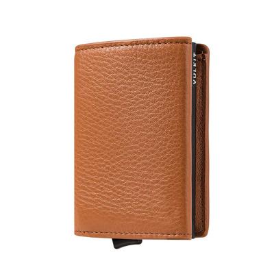 China Minimalist Genuine Leather Rifid Credit Card Money Purse Bifold Card Holder Wallet For Men for sale