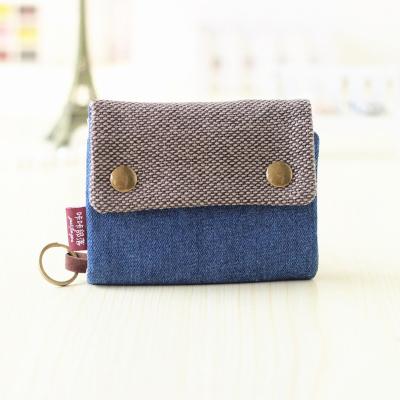 China None Pattern Type Denim Canvas Wallet Creative Tri-Fold Design for Keys and Cards for sale