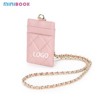 China High Qualtiy GENUINE LEATHER ID Card Holder Badge Strap for Women Dropship for sale