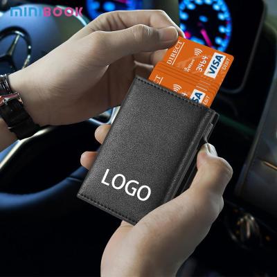 China Business RFID Blocking Smart Pop Up Genuine Leather Credit Card Holder Wallet for Men for sale