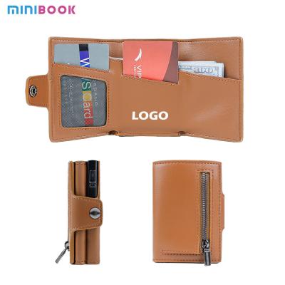 China Custom Logo Travel Minimalista Metal Wallet com bloqueio RFID e Auto Pop Up à venda