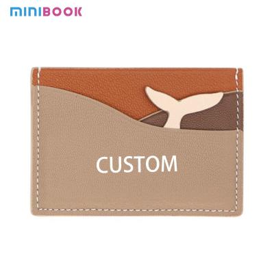 China Customizable Small Slim Leather Cardholder with RFID-Blocking Real Leather ID Holder for sale