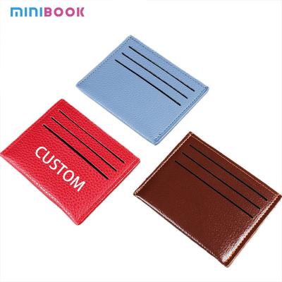 China Low MOQ Mix Models Custom Logo Soft Leather Simple Pebbled Leather Credit Card Holder for sale