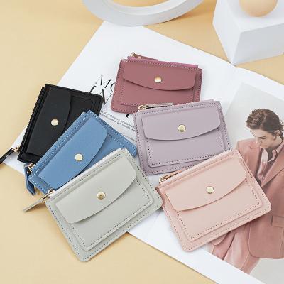 China Personalized PU Leather Card Holder Wallet for Women Metal Bead Custom Logo Personalized for sale