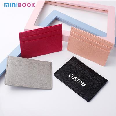 China GENUINE LEATHER Slim Embossed Personalized Uv Print Monogrammed Credit Card Holder Wallet for sale