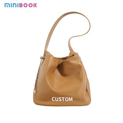 China Simple Genuine Leather Ladies Handbags Design Tote Bucket Bag Advantage for Women for sale