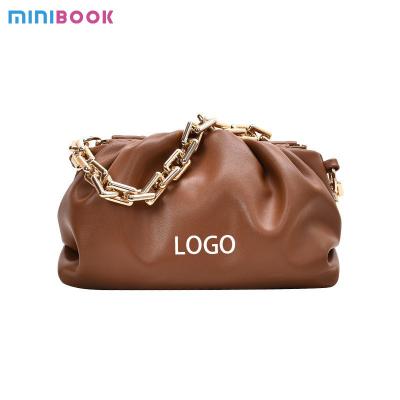 China Custom Solid Color Chain Ladies Purse and Handbags Leather Shoulder Crossbody Bags for sale