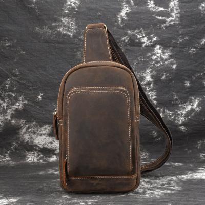 China Functional Customized Cowhide Leather Sling Crossbody Backpack for Travel Hiking for sale