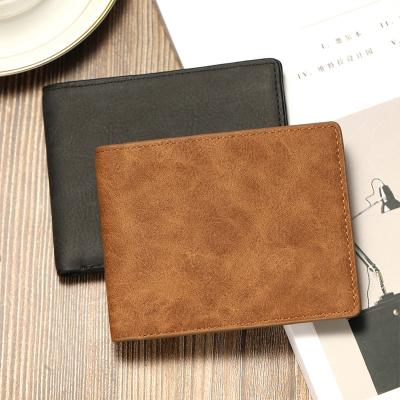 China PU Main Material Men's Short Wallet with Vintage Crazy Horse Leather and Multifunction for sale