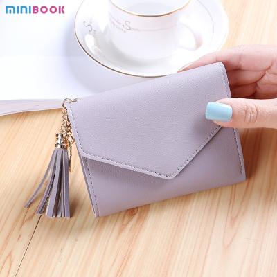 China Japanese Korean Cute Little Fresh Tassels Mini Student Lady Short Wallet With Open Closure for sale