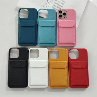 China Cuero para teléfono con portador de tarjetas de cuero con características a prueba de choques y diseño de lujo en venta