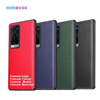 China Klant logo geaccepteerd PU minibook Echte leder mobiele telefoon kaart hoesje voor VIVO X60 pro Te koop