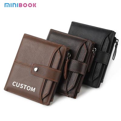 China Men Women Aluminum Wallet Rfid Blocking Leather Wallet With Zipper Pocket Polyester Lining for sale