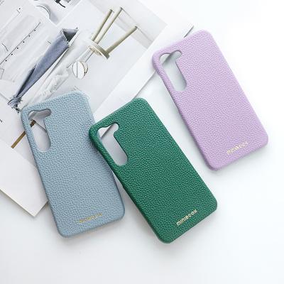 China OEM/ODM Genuine Leather Camera Protection Phone Case for SAMSUNG Classic Pebble Grain for sale