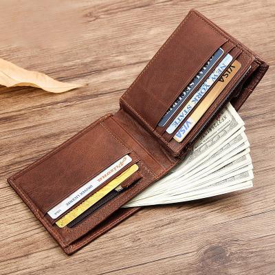 China Daily Life Main Material GENUINE LEATHER Wallets For Man Anti-Theft Short Male Purses for sale