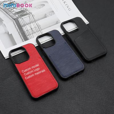 China Custom Genuine Leather Card Holder Phone Case for iPhone 14 Waterproof 16.5*8.3*2.5cm for sale