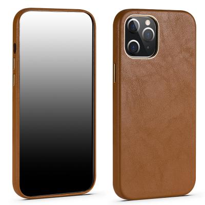 China Sheep Grain Genuine Leather Phone Cover for iPhone 14 Pro Max 2022 Design Full Wrapped for sale