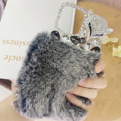 China Soft Beaver Rabbit Fur Haar Telefonkoffer für iPhone 14 Mini 14 Pro Max Luxus Bling Fur zu verkaufen