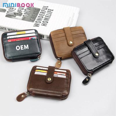 China Genuine Leather Retro Card Holder Multi-Card Slot RFID Small Wallet for Men and Women for sale