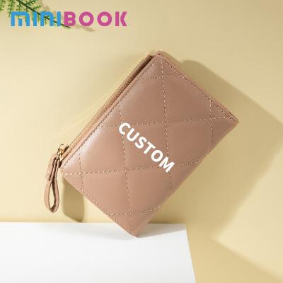 China Custom Logo Quilted Women's Wallet Pu Leather Stylish RFID Lady Zipper Purse Ladies Card Holder Wallet for sale