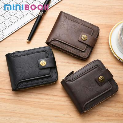 China OEM Men's Leather Wallet with Nylon Lining Short Wallet for sale