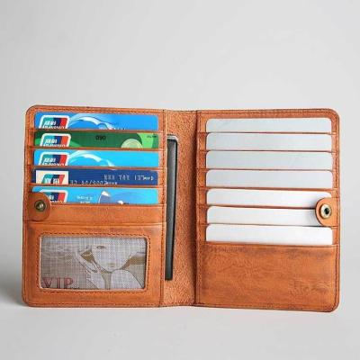 China Business Credit Card Slots GENUINE LEATHER Long Wallet for Men and Women Travel Wallet for sale