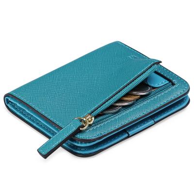 China Anti-Theft Lady's Genuine Leather Wallet Short Fashion Cute Pocket Purse Three-fold Coin Bag Girl's Small Wallet for sale