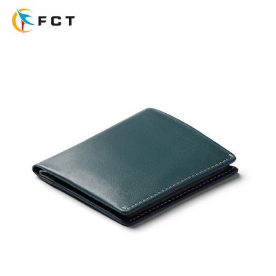 China Gender-Neutral Custom Logo Front Pocket Wallet Rfid Blocking Thin Full Grain Leather for sale