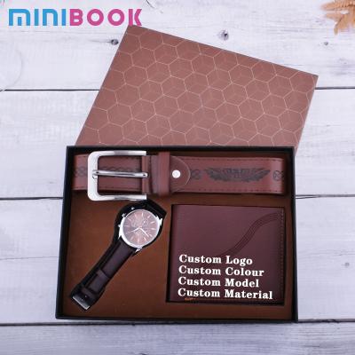 China Daily Life Minibook Men's Gift Suit with Creative Combination of Watch Wallet and Belt for sale