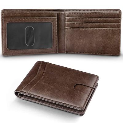 China Men's Crazy Horse Leather Multi-card Bank Card Holder with Zipper and RFID Protection for sale