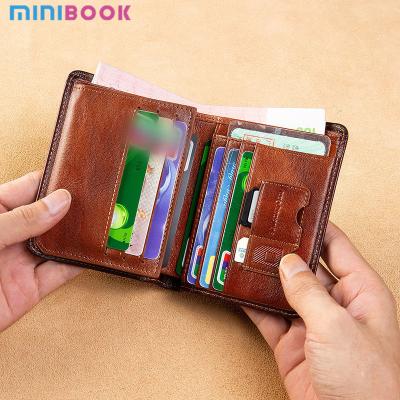 China Anti-theft Short Wallets for Men Animal Prints Genuine Leather Multiple Card Slots for sale