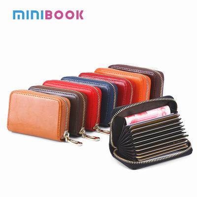 China GENUINE LEATHER Accordion Card Wallet for Men Short Front Pocket Organ Card Holder for sale