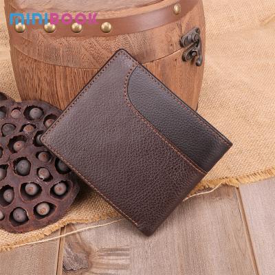 China Multi Card Holder Business Retro Genuine Leather Men's RFID Blocking Anti-theft Wallet for sale