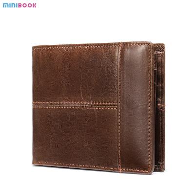 China Men's Genuine Leather RFID Blocking Wallet Minimalist Crazy Horse Slim Credit Card Holder for sale