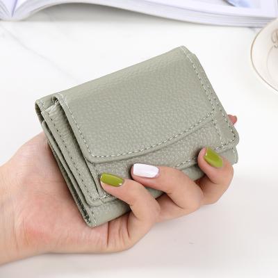 China Solid Color Women's Mini Credit Card Holder Leather Coin Purse Wallet For Daily Life en venta