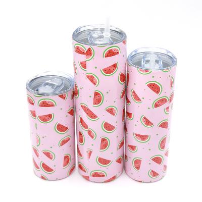 China Wholesale Straight 500ml Skinny Vacuum Tumbler Non Inverted Skinny Stainless Steel Tumbler Cups With Straw for sale