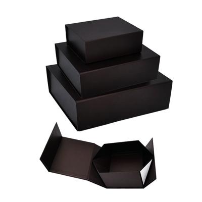 China Recycled Materials Custom Luxury Box Matt Black Package Folding Paper Magnetic Foldable Gift Box With Magnetic Lid for sale