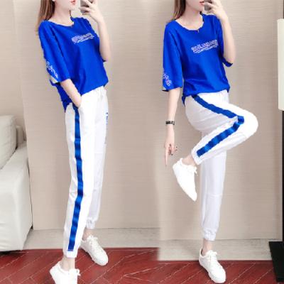 China 2020 summer new female fashion anti-pilling loose short sleeve sports suit for woman for sale