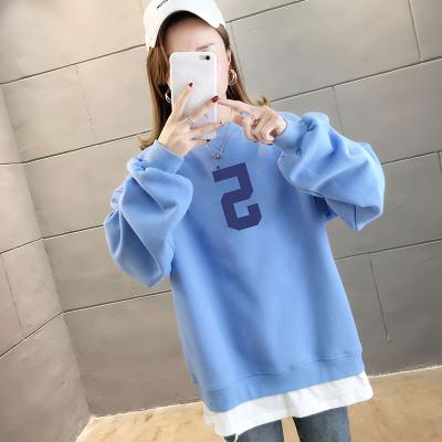 China Custom heavyweight women's 100% cotton Anti-wrinkle crewneck pullover sweatshirt without hood for sale