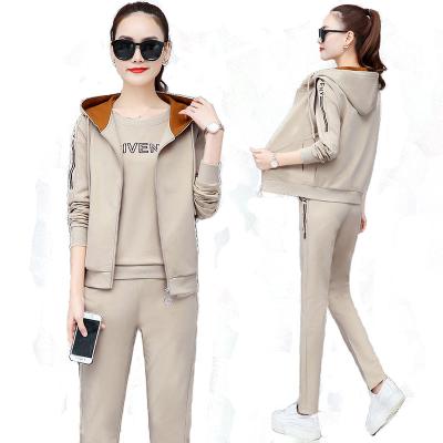 China Anti-pilling Autumn Sport Suit Woman 2020 three-piece sets of new fashion autumn sport suit hoodies loose vest sweater for sale