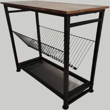 China Other Low Price Wood Top Metal Base Coffee Table With Magazine Shelf for sale