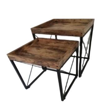 China Low price extendable coffee table side tea fruit tray coffee table set industrial solid wood table for sale