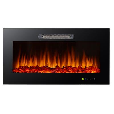 China Hotel 36 Inch Touch Screen Control Log Flame Or Wall Mounted Crystal Flame And Insert Electric Fireplace for sale